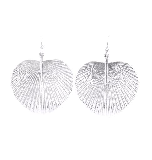 [JCSE23263] Silver Fan Palm Earrings