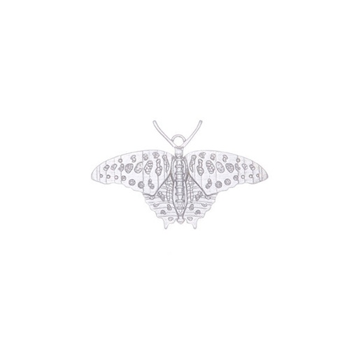 [22081JCSPGrtributterfly18022] Silver Pendant With Green Triangle Butterfly