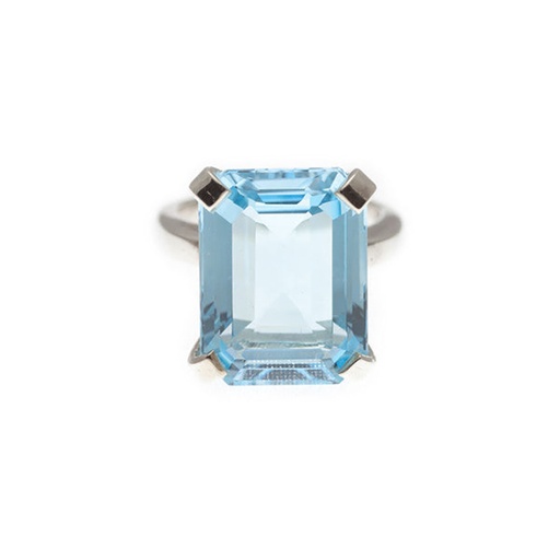 [JCSRskybluetopaz] Silver Emerald Cut Sky Blue Topaz Ring