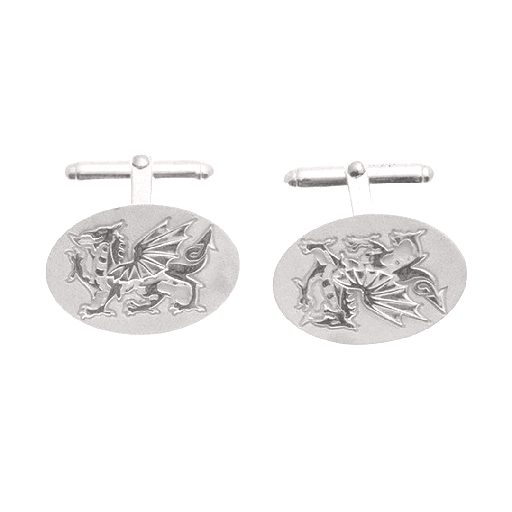 [c9682] Silver Welsh Dragon Cufflinks