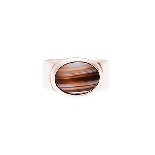 [16951] Sterling Silver Banded Agate Ring