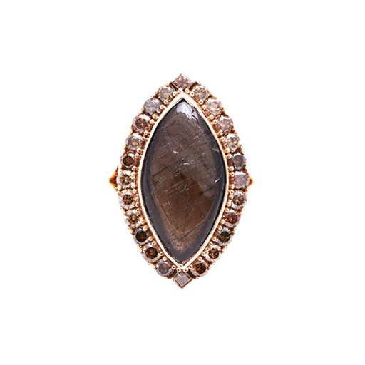 [19158] Golden Sheen Sapphire & Diamond Ring In 18K