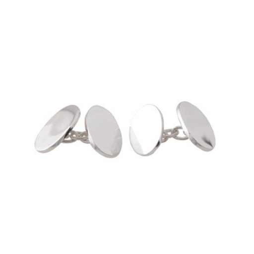[17635] Oval Cufflinks | Sterling Silver Sophistication
