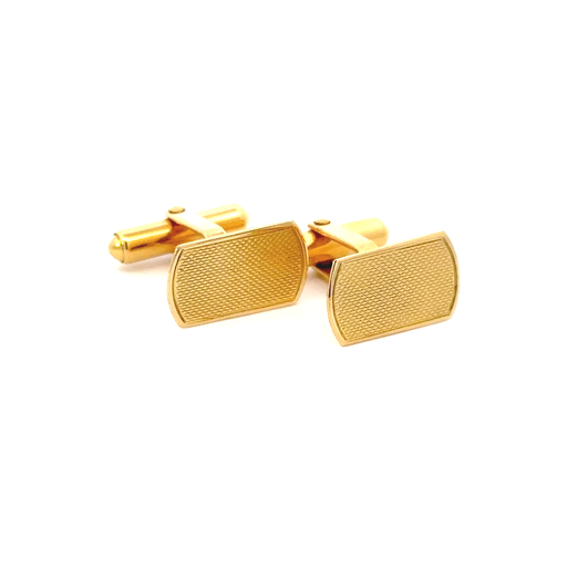 [14144JC18YCUFFLINKSPATTERENED] Timeless Sophistication: Gold Cufflinks with Florentine Finish