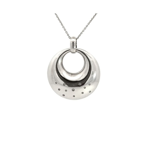 [21980] Sterling Silver Circular Diamond Pendant