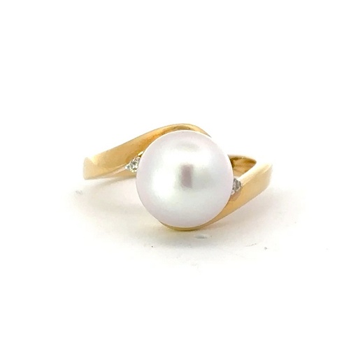 [25586SGP18YRSSPDIA] South Sea Pearl & Diamond Ring In 18K Yellow Gold