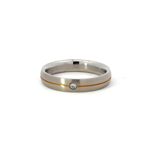 [25665SCUSTRMENSGPCENTRECZ] Mens Satin Cubic Zirconia Ring In Stainless Steel