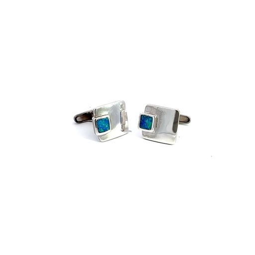 [24598SPGSCUFFLINKOP] Doublet Opal Cufflinks In Sterling Silver