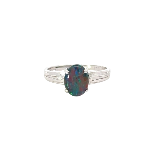 [25523SPGSRTRIOPAL] Silver Triplet Opal Ring With Multi Colours
