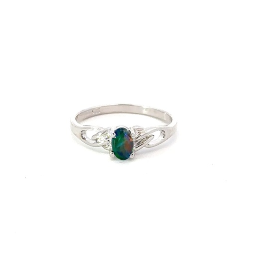 [25517SPGSRTRIOPAL] Silver Triplet Opal Ring With Multi Colours