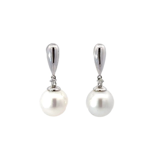 [29131] South Sea Pearl Drop Earrings On Studs In 18K