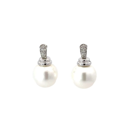 [29132] South Sea Pearl & Diamond Pave Stud 18K Earrings