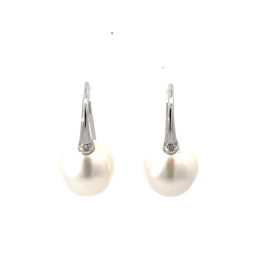 [29712XLG] South Sea Pearl Earrings With 18K Diamond Hooks