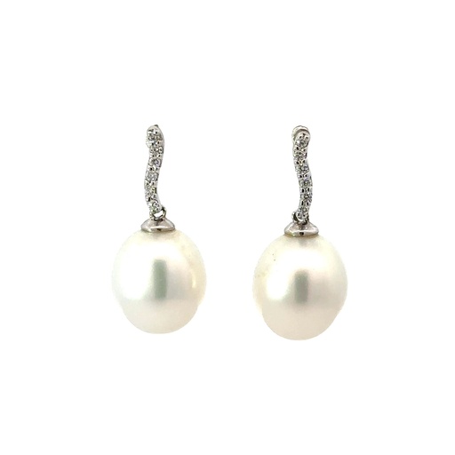 [29710XLG18WESSPDIA] South Sea Pearl Earrings With 18K Diamond Stud