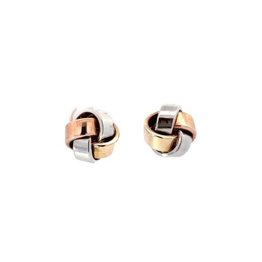 [28000SU93TEKNOT] Three Tone Knot Stud Earrings In 9K