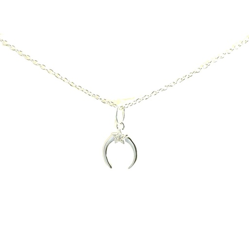 [21796SPETSNCRESCENTMOON] Petals Sterling Silver New Best Friend Moon Necklace