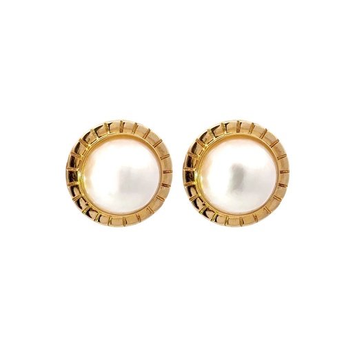 [29147] Mabe Pearl Stud Earrings | Yellow Gold 14ct