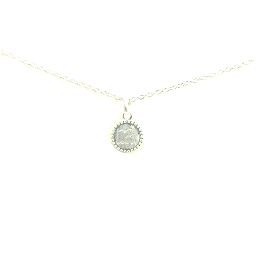 [21796SPETSNBANKSY] Petals Silver Necklace | Banksy Disc "If You Get Tired.."