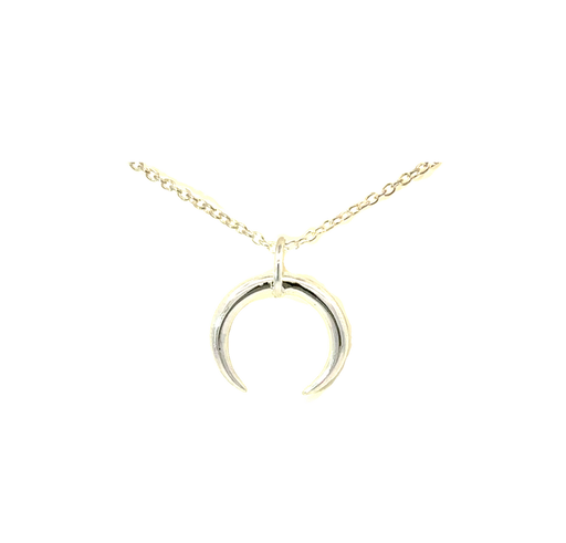 [21976SPETSNLUNAR] Petals Silver Necklace | Crescent Moon "Sometimes"