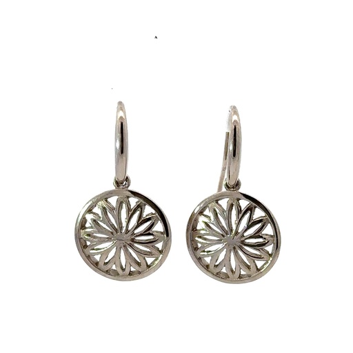 [28517] Pierced Disc Earrings In 9K White Gold