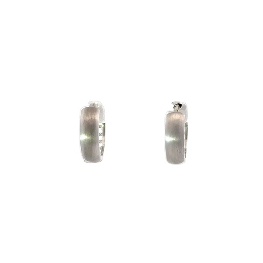 [27996SU9WEHUGGIEHOOPSBRUSHEDFINISH] Huggie Hoops In 9K Brushed White Gold