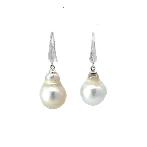 [29772] South Sea Baroque Pearl Earrings In 9K White Gold