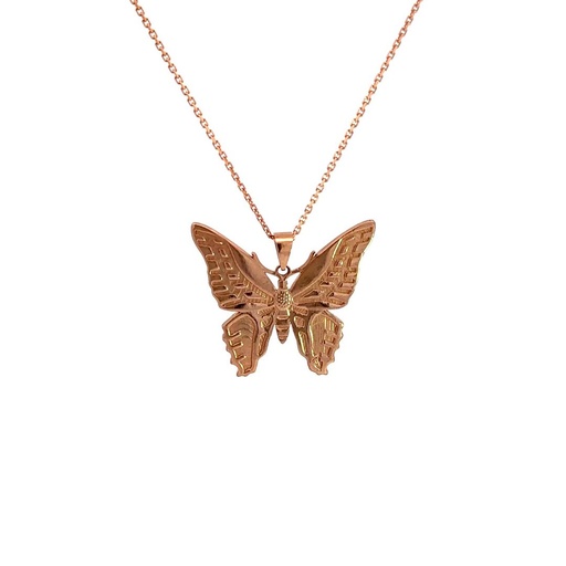 [22652JC9PPBLUEBOTTLEbutterfly] Bluebottle Butterfly Pendant In 9K Rose Gold