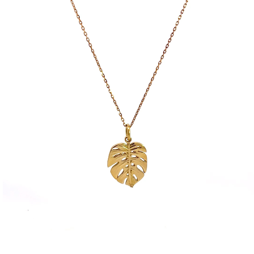 [22090JC18YPMonstera] Monstera Leaf Pendant In 18K Yellow Gold