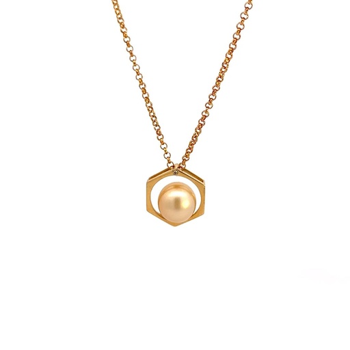 [29453/25569] South Sea Pearl Pendant In Hexagonal Frame With Diamond Detail 14K