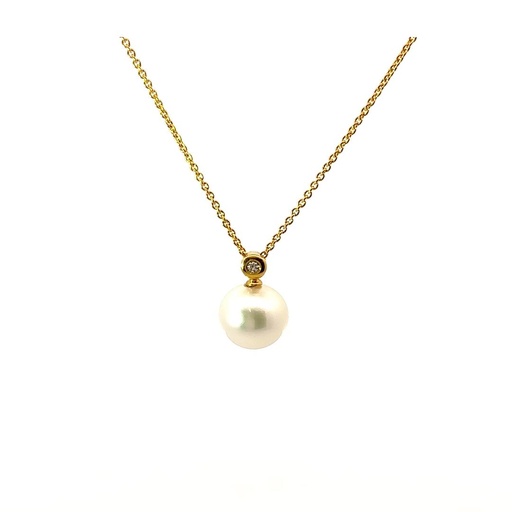 [29513SPG18YPSSPDIA] South Sea Pearl & Diamond Pendant In 18K
