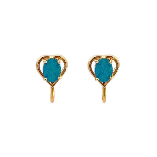 [29203SPG14YEDBTOP] Doublet Opal Earrings | 14K Gold Screw-On