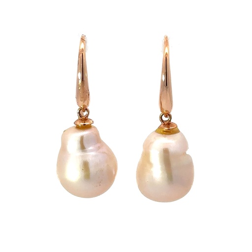 [27522JC9PRFWPPINK] Pink Baroque Freshwater Pearl Earrings 9K
