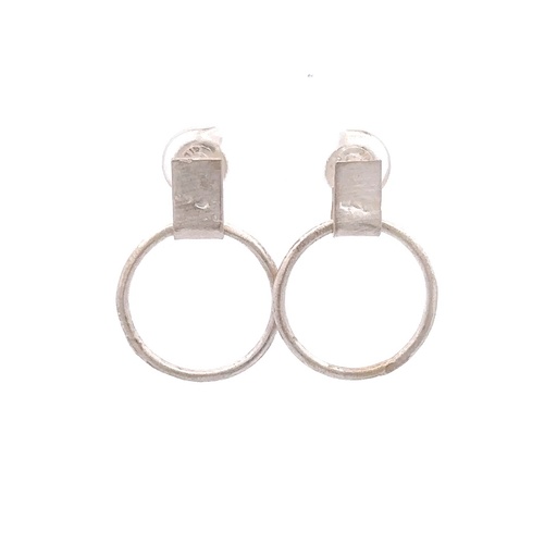 [29105SMWSE] Silver Earring Stud And Circle