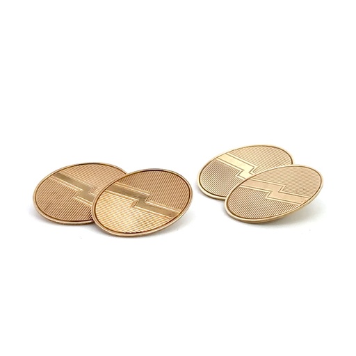 [15061] 9ct Yellow Gold Oval Antique Cufflinks