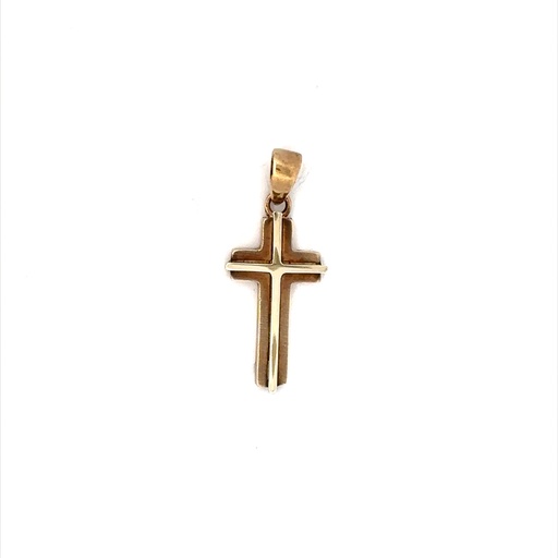 [23782] Cross Pendant In 9ct Yellow And White Gold