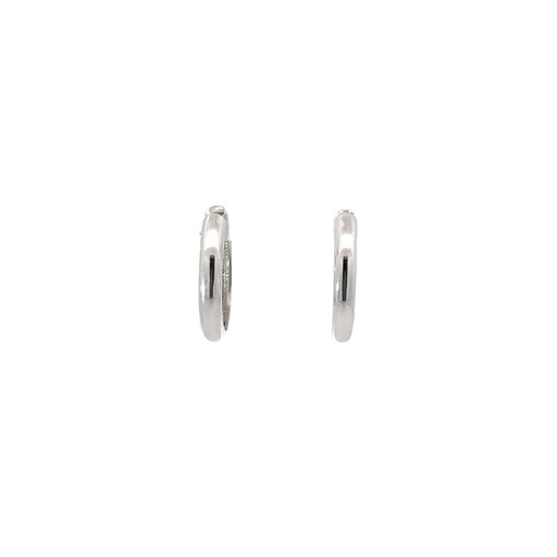 [24452] Huggie Earrings In 9K White Gold Slightly Rounded