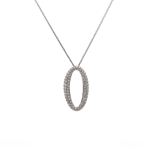 [2972218WPOVALPAVEDIA] Diamond Pave Pendant In 18k White Gold