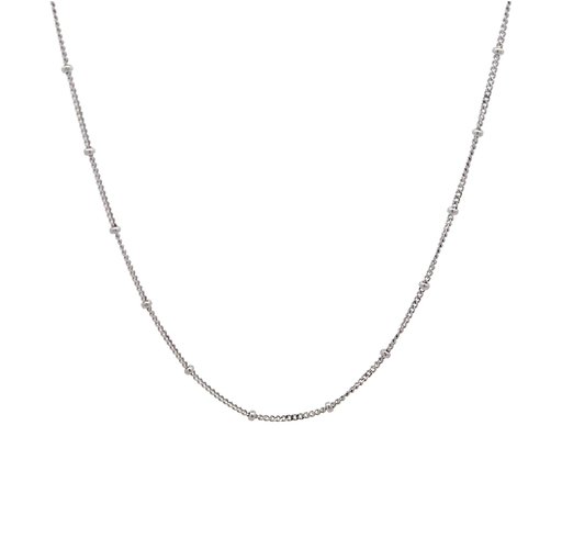 [28969SJC9WNwithbeadsand45cm] Necklace With Beads In 9k White Gold 47cm