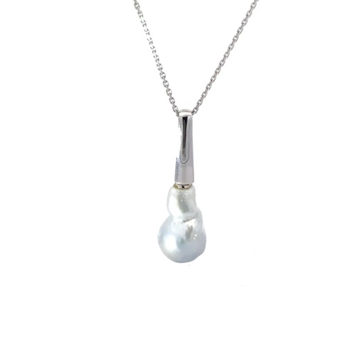 [25570spg18wp] South Sea Baroque Pearl Pendant In 18K White Gold