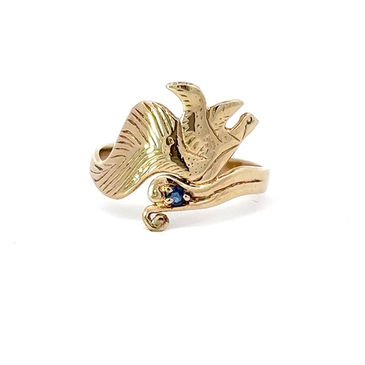 [23094JC9YRbirdofparadise] Bird Of Paradise 9K Gold Ring Set With A Sapphire