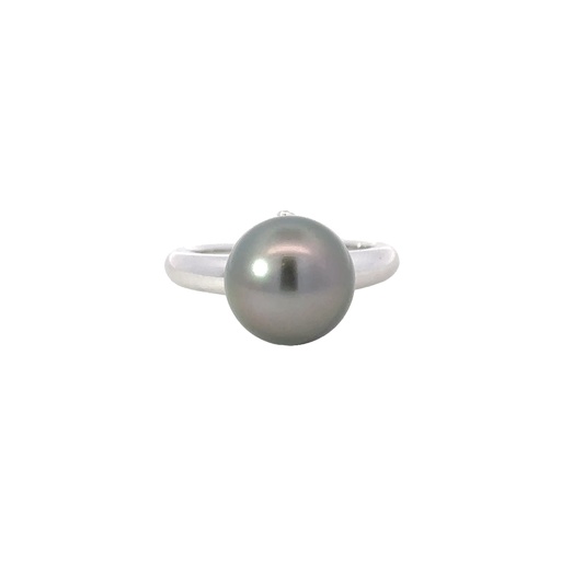 [29782] Tahitian Pearl & Diamond Ring In 18K