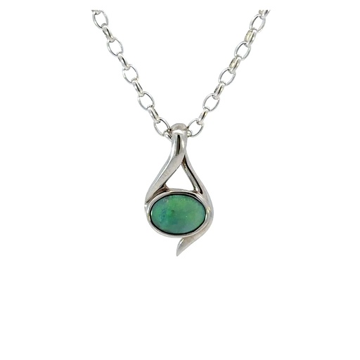 [26381] Gem Quality Black Opal Pendant In 18K