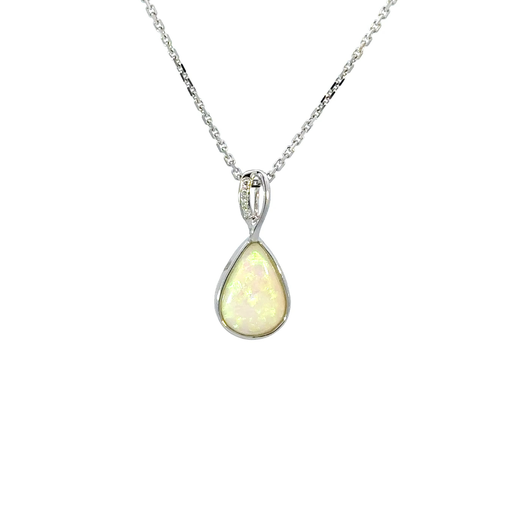 [29197] Crystal Opal Pendant In 14K White Gold