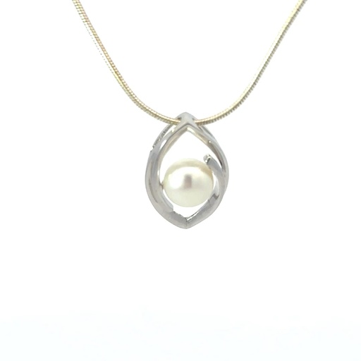 [29224SPGSPfwp] Marquise Shape Set With A Freshwater Pearl In Silver