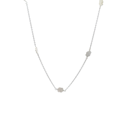 [29445SMWSNLONGFLOWER] Necklace With Matte Flowers 50cm Sterling Silver