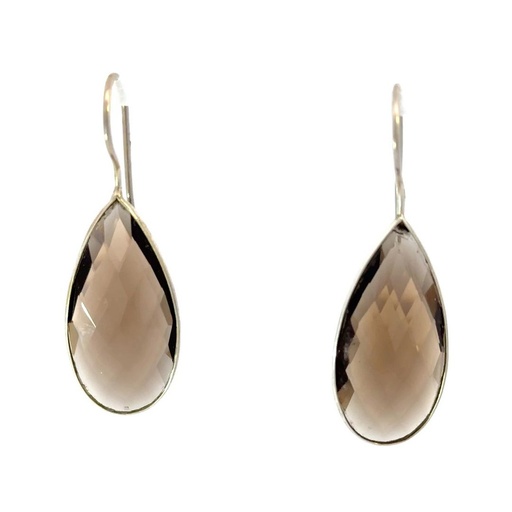 [29835SMWSEsmokyqtz/29025] Sterling Silver Smoky Quartz Drop Earrings