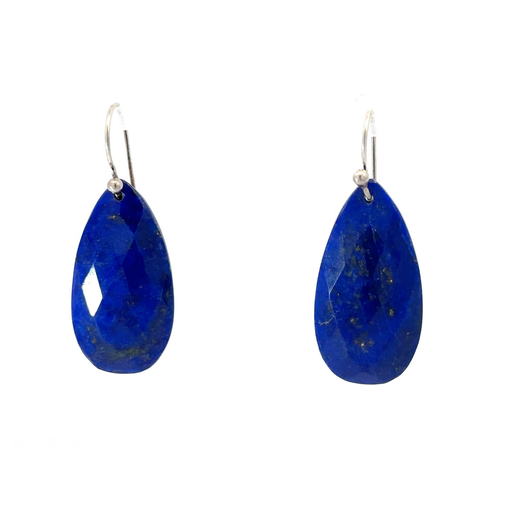 [29025SMWSELAPIS] Drop Shaped Lapis Earrings In Sterling Silver