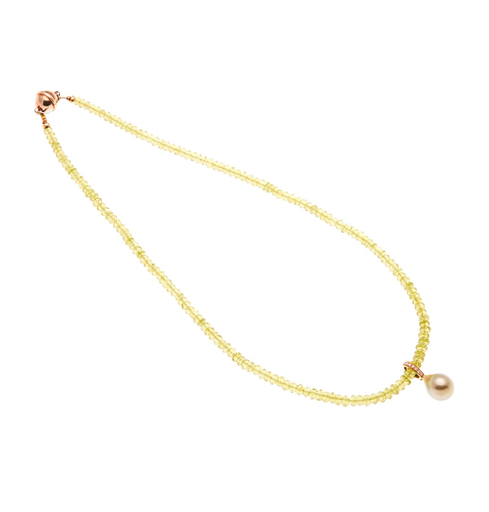 [26028SLEYNPERTAHP] Peridot & Pearl Enhancer Necklace In 18K