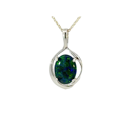 [29353] Pendant With Aussie Triplet Opal In Sterling Silver