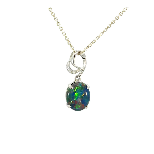 [29345] Opal (triplet) And Cubic Pendant In Sterling Silver